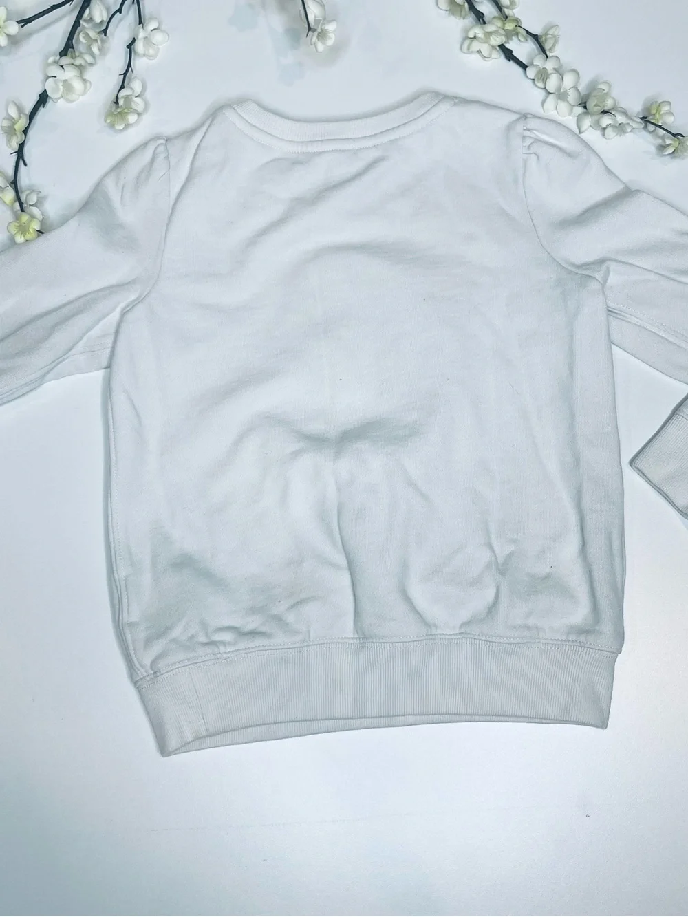Ralph Lauren White Polo Bear Long Sleeve Sweatshirt with Navy Accent